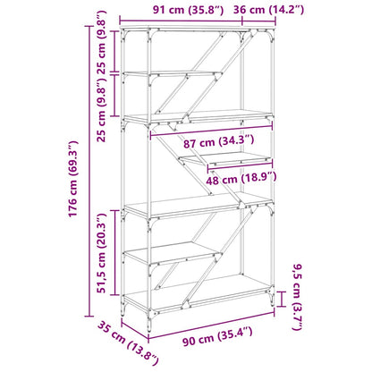 Boekenkast Oud Hout 91 x 36 x 176 cm Bewerkt hout