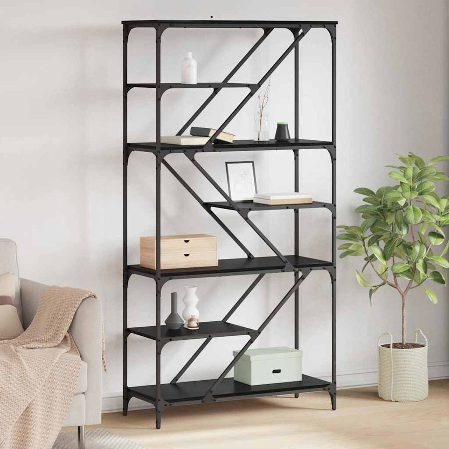 Boekenkast Zwart Eiken 91 x 36 x 176 cm Bewerkt hout