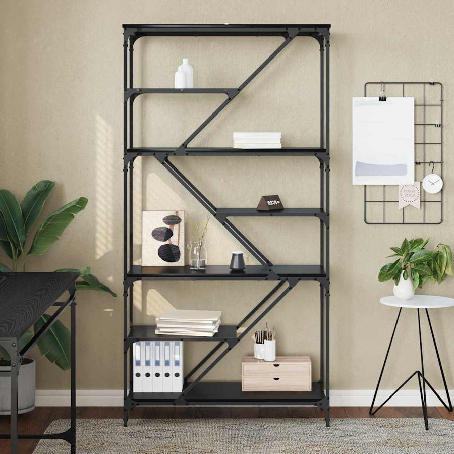 Boekenkast Zwart Eiken 91 x 36 x 176 cm Bewerkt hout
