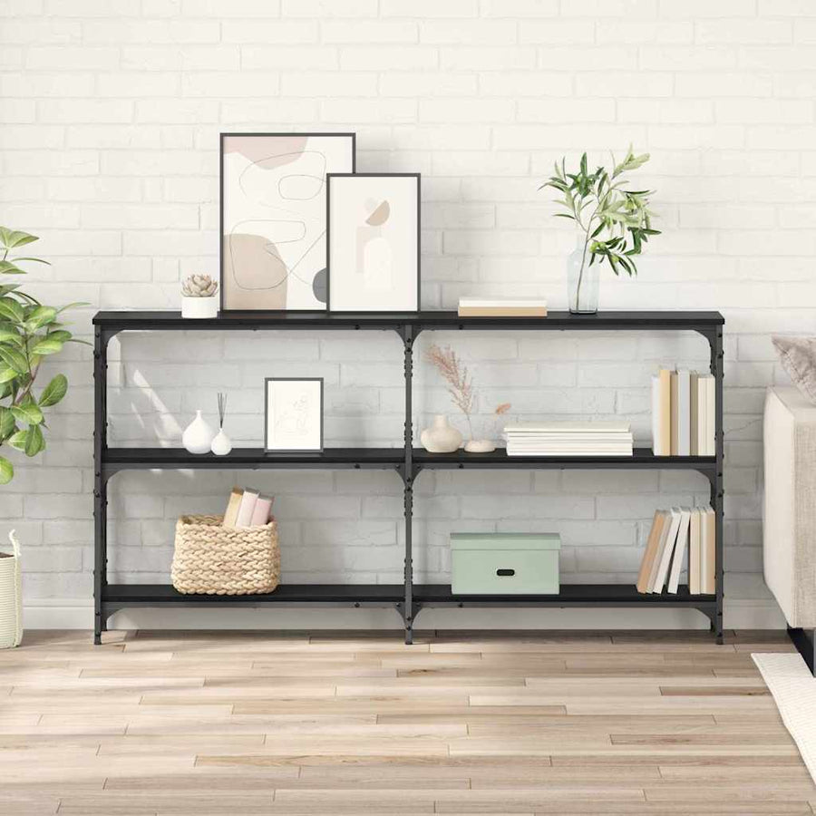 Wandtafel Zwart Eiken 156 x 28 x 80,5 cm Bewerkt hout
