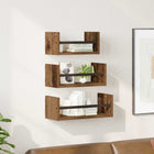 Wandplankenset 3 stuks bewerkt hout 40x16x14 cm