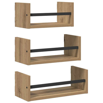 Wandplankenset 3 pcs Artisan Eiken 40x16x14cm Bewerkt hout