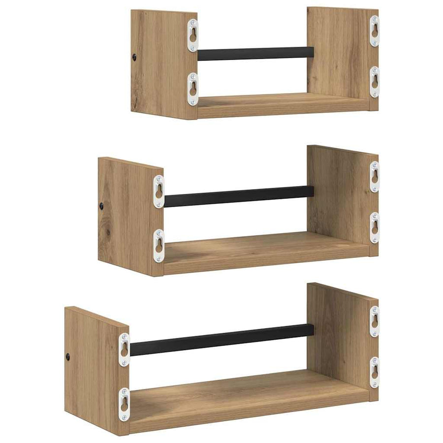 Wandplankenset 3 pcs Artisan Eiken 40x16x14cm Bewerkt hout
