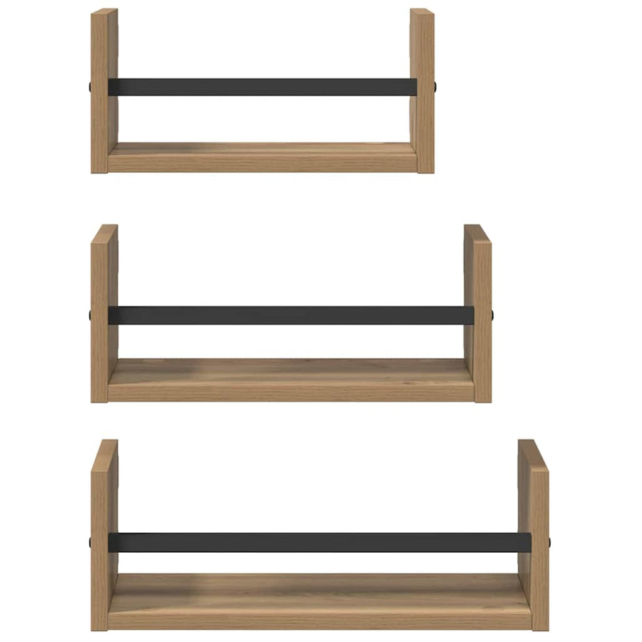 Wandplankenset 3 pcs Artisan Eiken 40x16x14cm Bewerkt hout