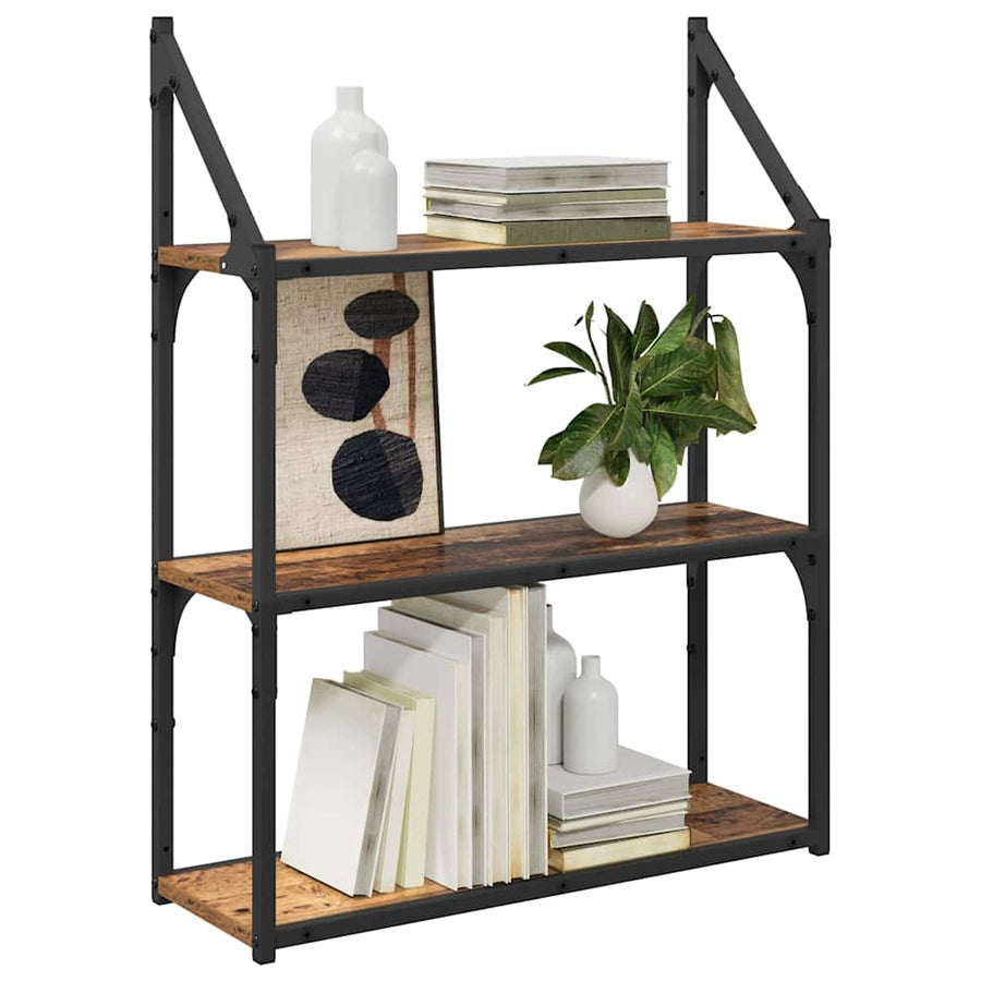 Wandplank met plank Oud Hout 60 x 21 x 78,5 cm Bewerkt hout