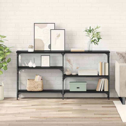 Wandtafel met plank Zwart Eiken 150 x 29 x 76,5 cm Bewerkt hout