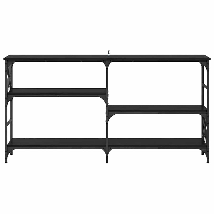 Wandtafel met plank Zwart Eiken 150 x 29 x 76,5 cm Bewerkt hout