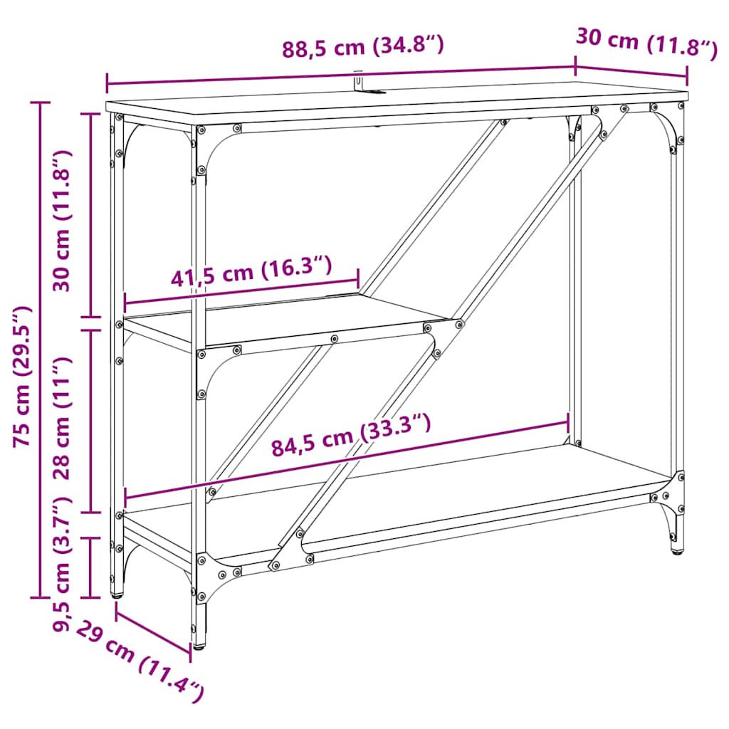 Wandtafel Oud Hout 88,5 x 30 x 75 cm Bewerkt hout