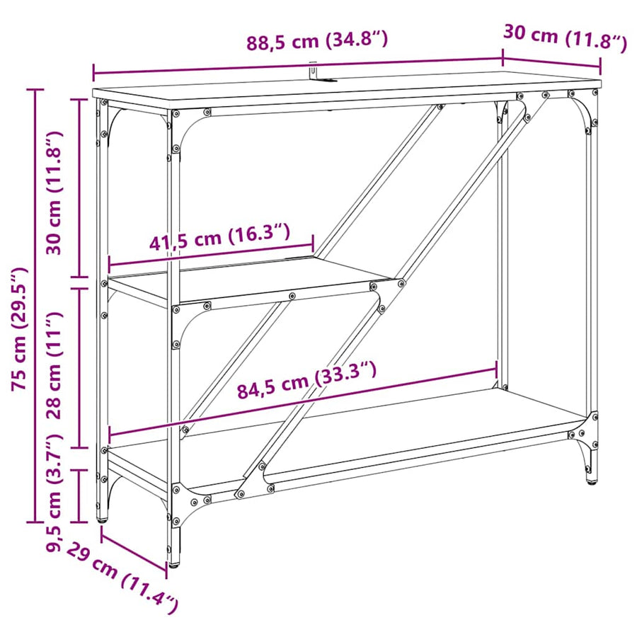 Wandtafel Oud Hout 88,5 x 30 x 75 cm Bewerkt hout