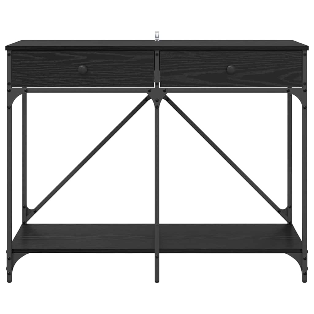 Wandtafel met lade Zwart Eiken 100 x 39 x 78,5 cm Bewerkt hout