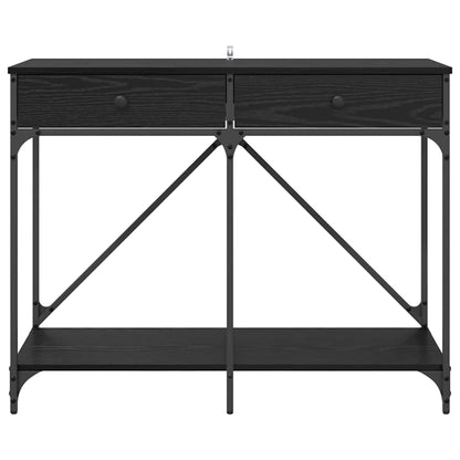 Wandtafel met lade Zwart Eiken 100 x 39 x 78,5 cm Bewerkt hout