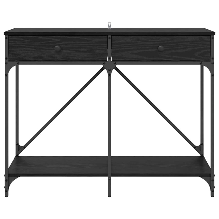 Wandtafel met lade Zwart Eiken 100 x 39 x 78,5 cm Bewerkt hout