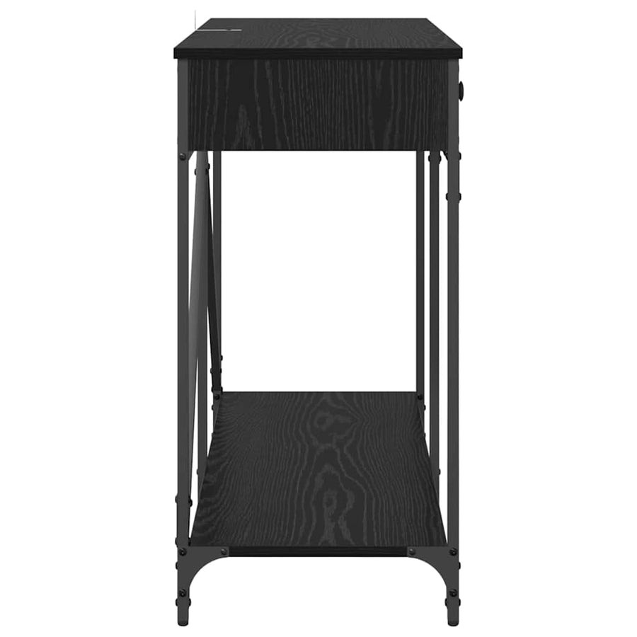 Wandtafel met lade Zwart Eiken 100 x 39 x 78,5 cm Bewerkt hout