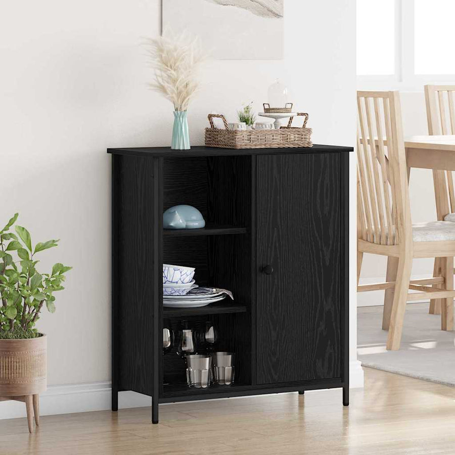 Dressoir Zwart Eiken 70 x 30 x 80 cm Bewerkt hout
