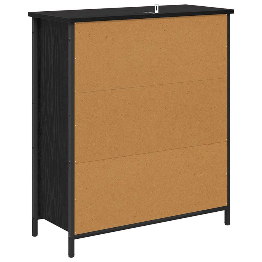 Dressoir Zwart Eiken 70 x 30 x 80 cm Bewerkt hout