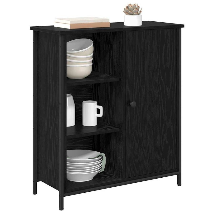 Dressoir Zwart Eiken 70 x 30 x 80 cm Bewerkt hout