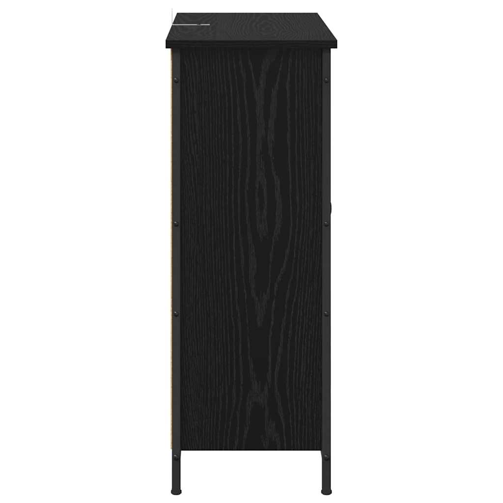 Dressoir Zwart Eiken 70 x 30 x 80 cm Bewerkt hout