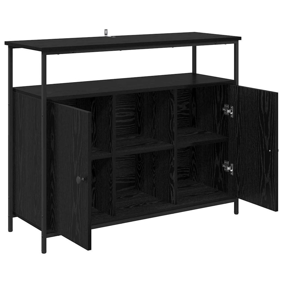 Dressoir Zwart Eiken 100 x 35 x 80 cm Bewerkt hout