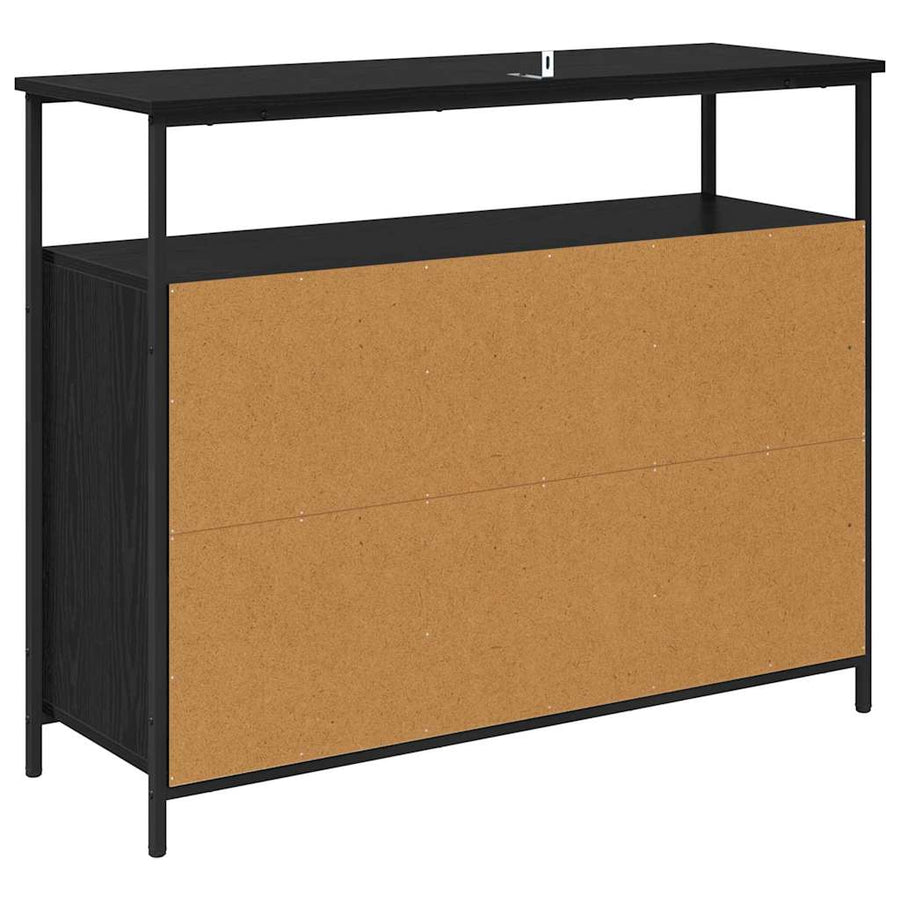Dressoir Zwart Eiken 100 x 35 x 80 cm Bewerkt hout