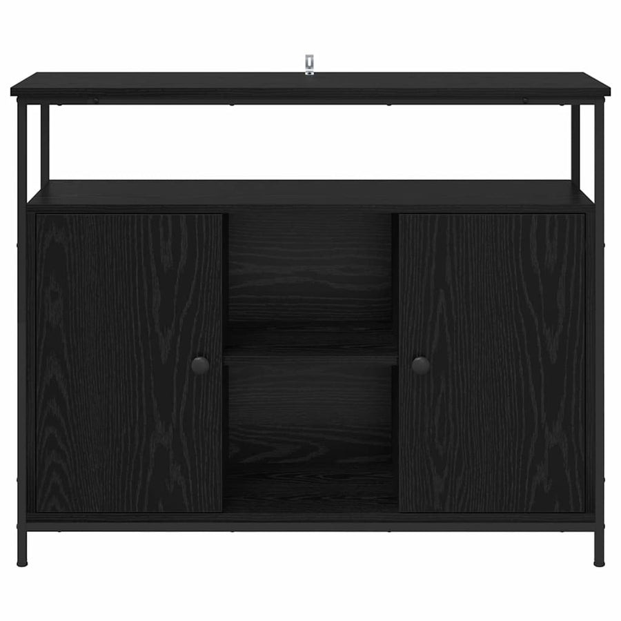 Dressoir Zwart Eiken 100 x 35 x 80 cm Bewerkt hout