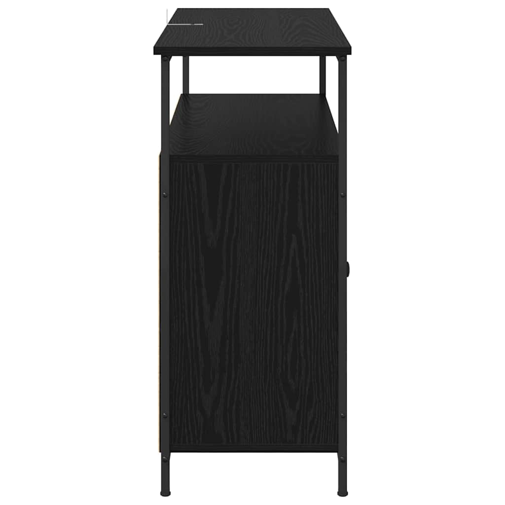 Dressoir Zwart Eiken 100 x 35 x 80 cm Bewerkt hout