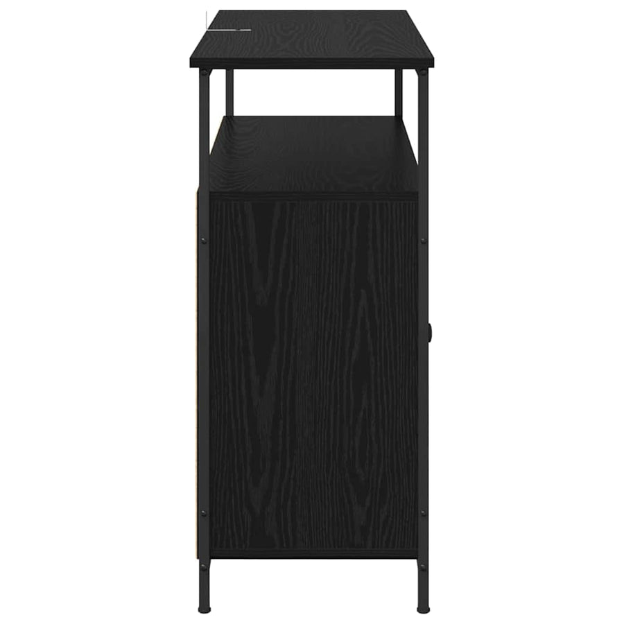 Dressoir Zwart Eiken 100 x 35 x 80 cm Bewerkt hout