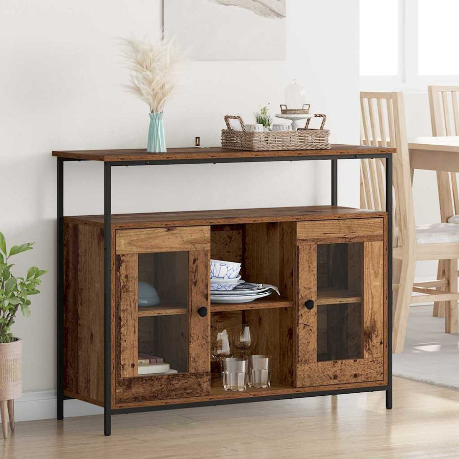 Dressoir Oud Hout 100 x 35 x 80 cm Bewerkt hout