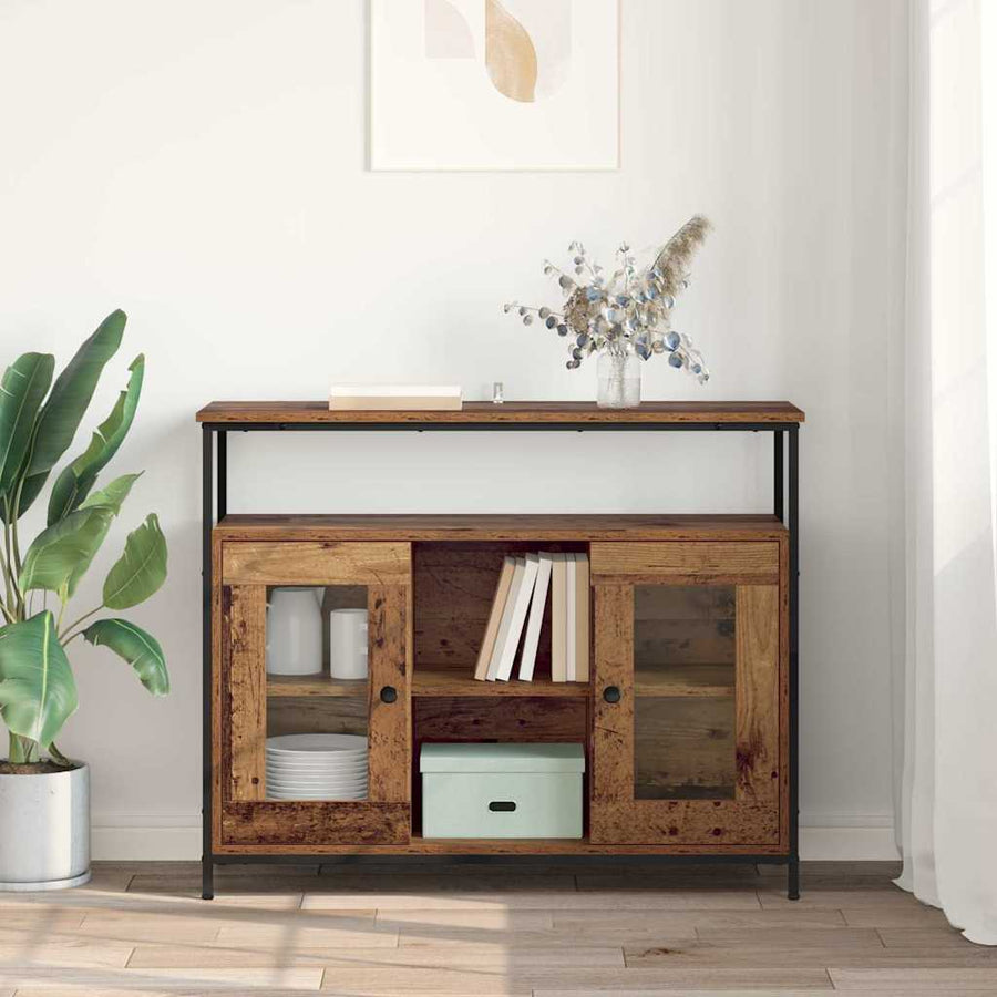 Dressoir Oud Hout 100 x 35 x 80 cm Bewerkt hout