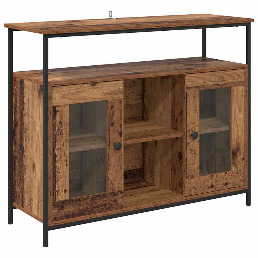 Dressoir Oud Hout 100 x 35 x 80 cm Bewerkt hout