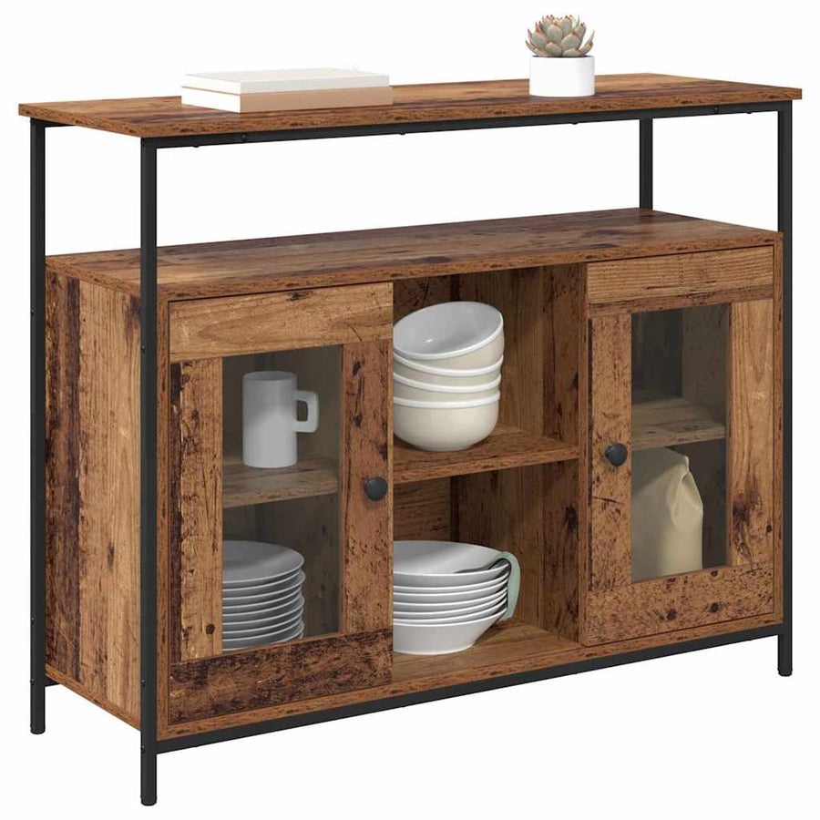 Dressoir Oud Hout 100 x 35 x 80 cm Bewerkt hout