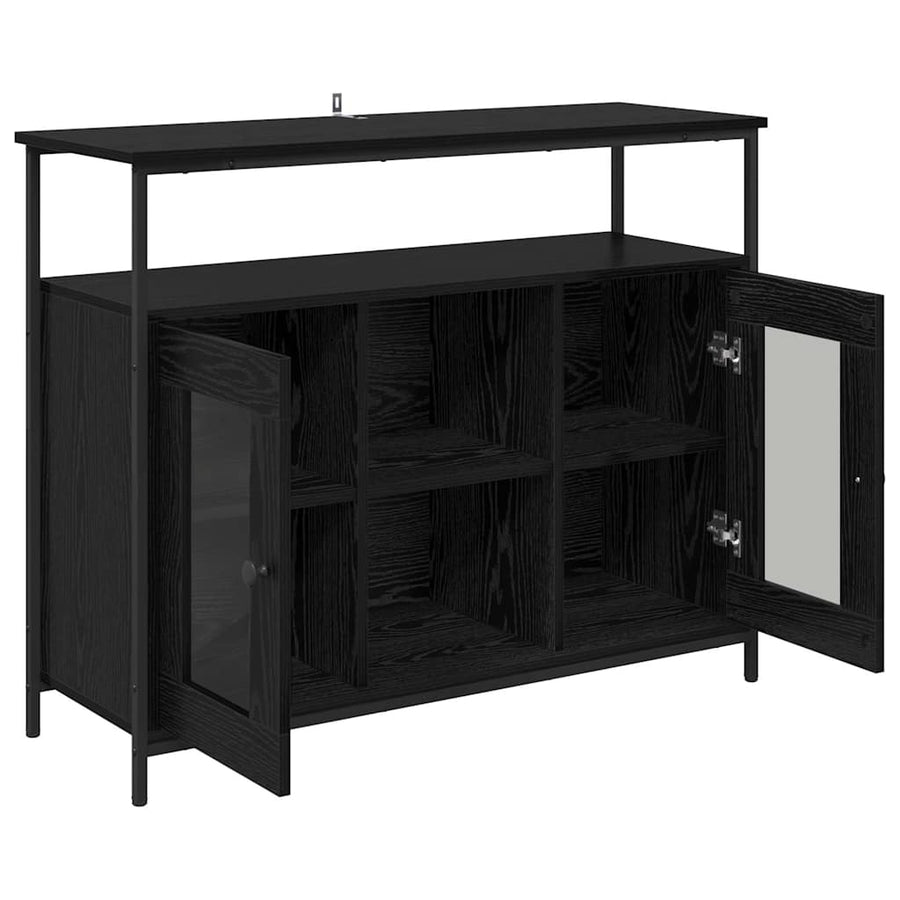 Dressoir Zwart Eiken 100 x 35 x 80 cm Bewerkt hout
