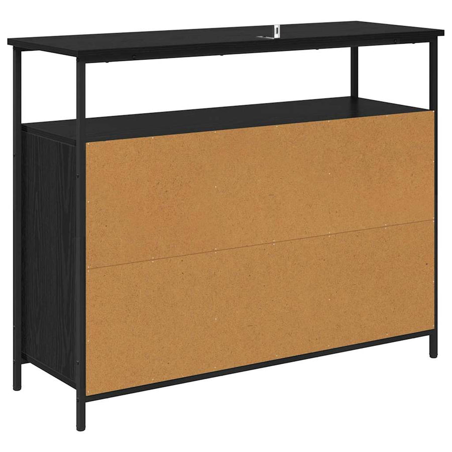Dressoir Zwart Eiken 100 x 35 x 80 cm Bewerkt hout
