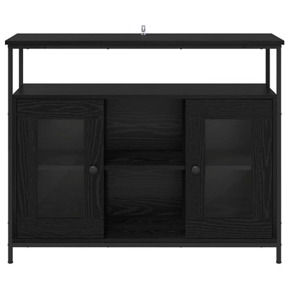 Dressoir Zwart Eiken 100 x 35 x 80 cm Bewerkt hout