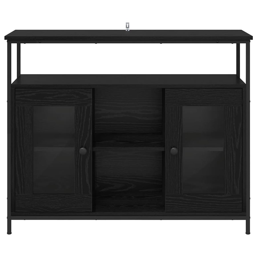 Dressoir Zwart Eiken 100 x 35 x 80 cm Bewerkt hout