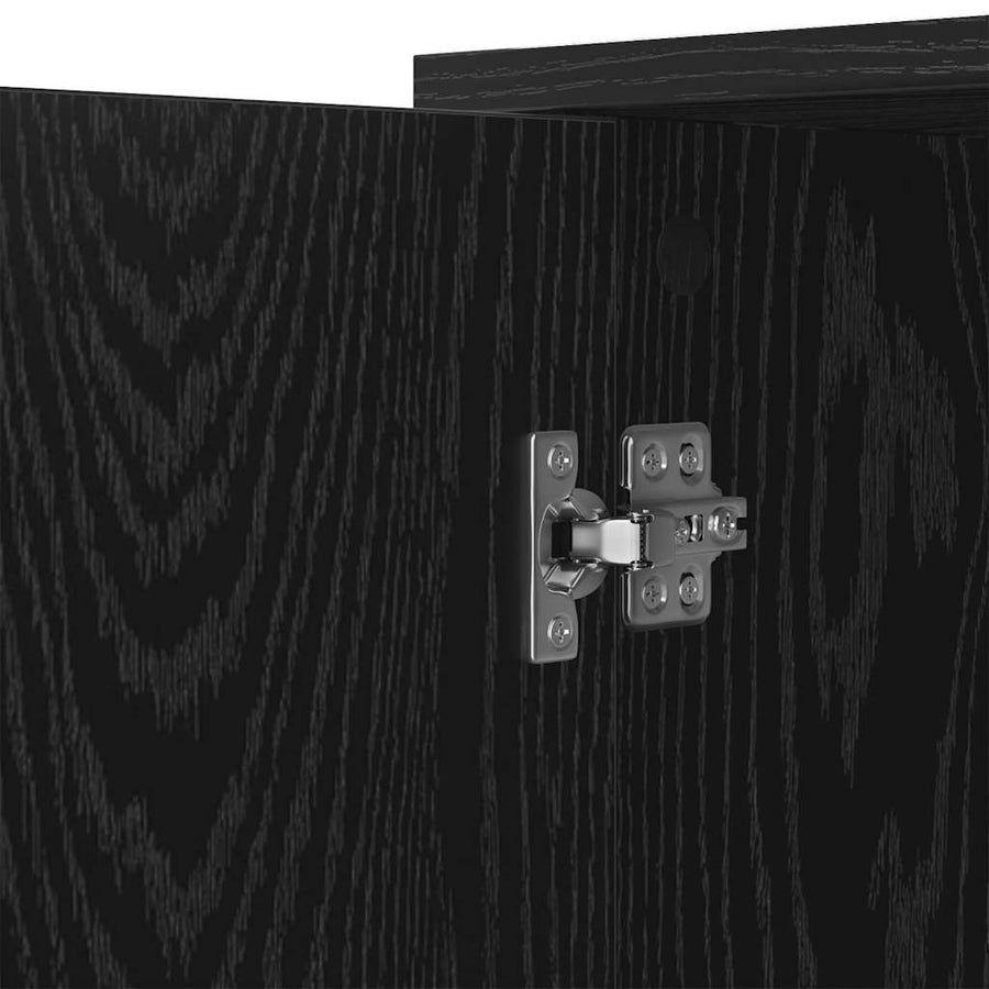 Dressoir Zwart Eiken 100 x 33 x 75 cm Bewerkt hout