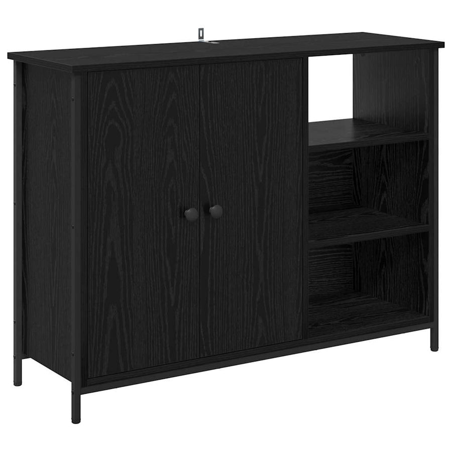Dressoir Zwart Eiken 100 x 33 x 75 cm Bewerkt hout