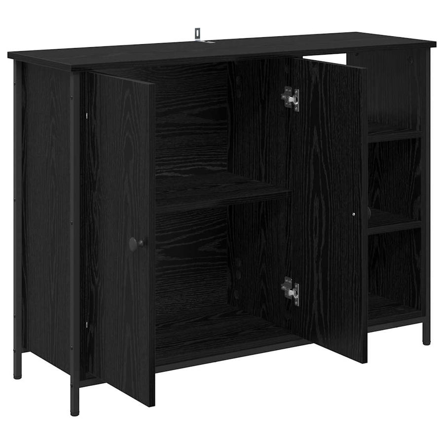 Dressoir Zwart Eiken 100 x 33 x 75 cm Bewerkt hout