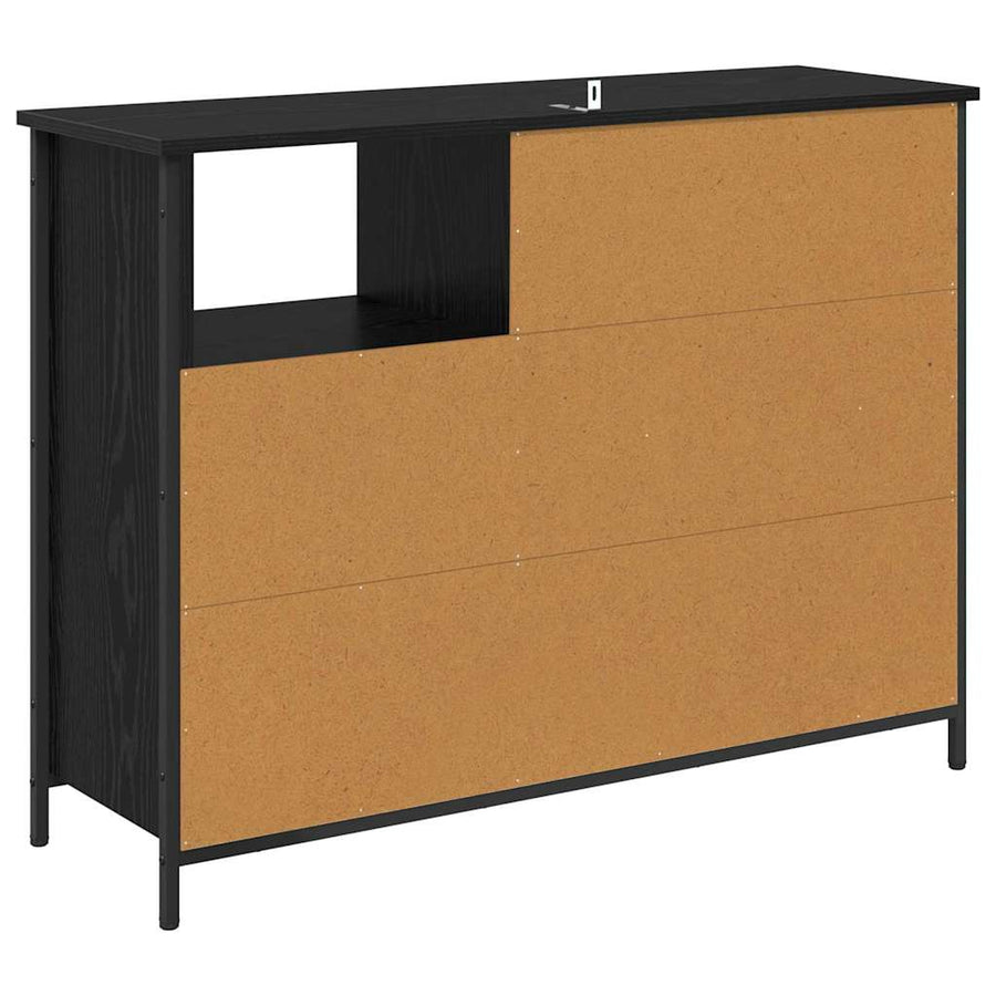 Dressoir Zwart Eiken 100 x 33 x 75 cm Bewerkt hout