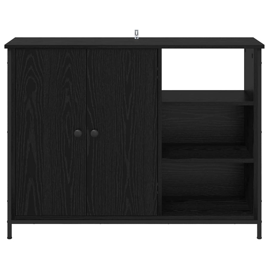 Dressoir Zwart Eiken 100 x 33 x 75 cm Bewerkt hout