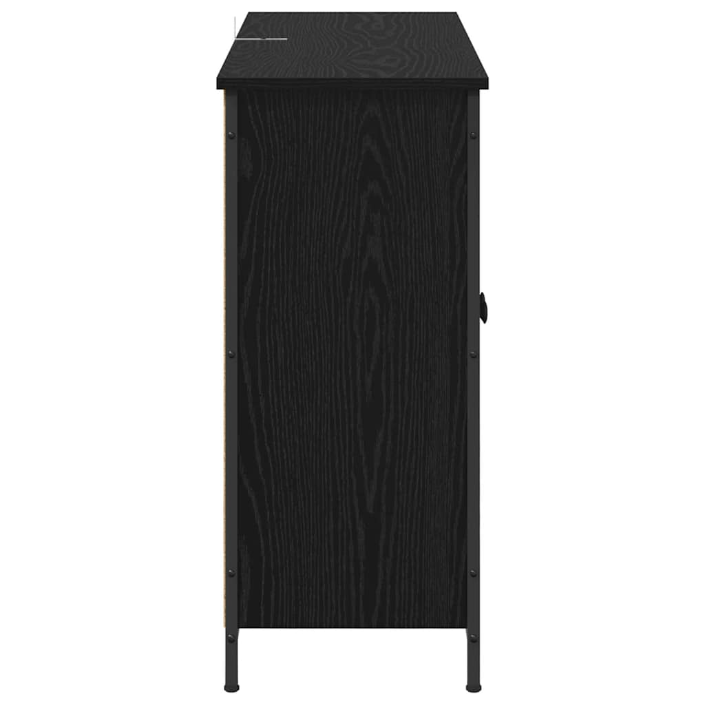 Dressoir Zwart Eiken 100 x 33 x 75 cm Bewerkt hout