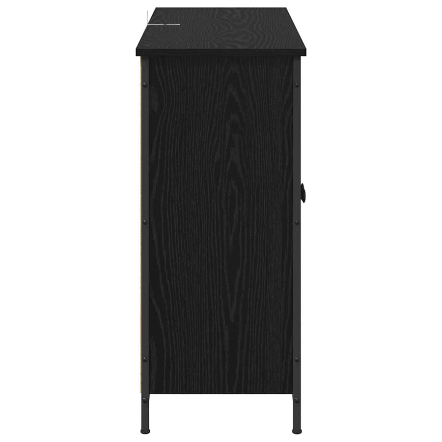 Dressoir Zwart Eiken 100 x 33 x 75 cm Bewerkt hout