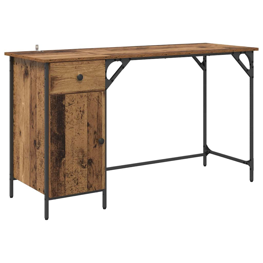 Computerbureau met lade Oud Hout 131 x 48 x 75 cm Bewerkt hout