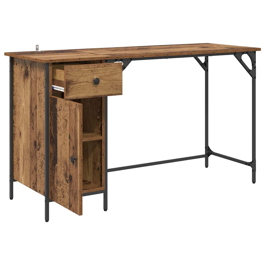 Computerbureau met lade Oud Hout 131 x 48 x 75 cm Bewerkt hout