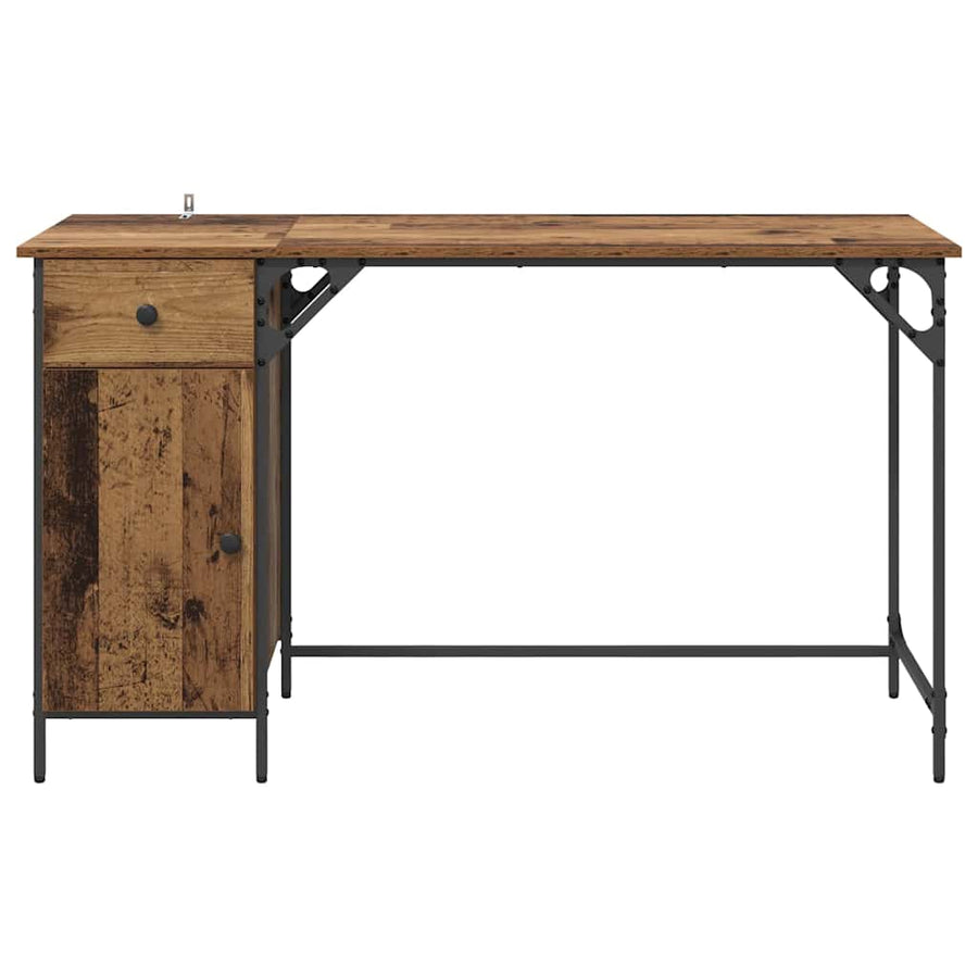 Computerbureau met lade Oud Hout 131 x 48 x 75 cm Bewerkt hout