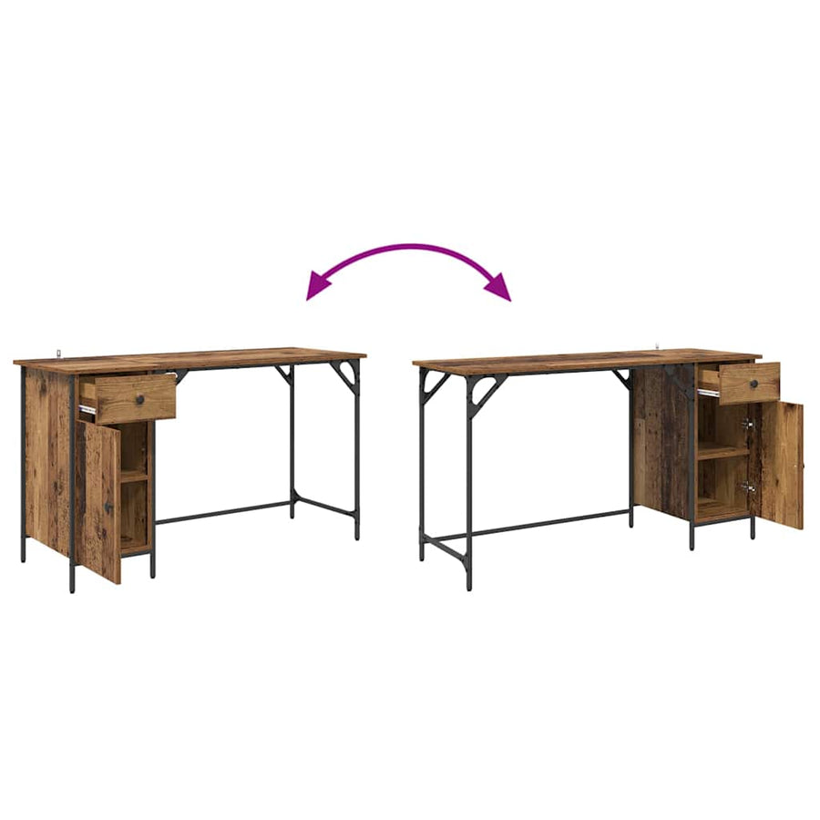 Computerbureau met lade Oud Hout 131 x 48 x 75 cm Bewerkt hout