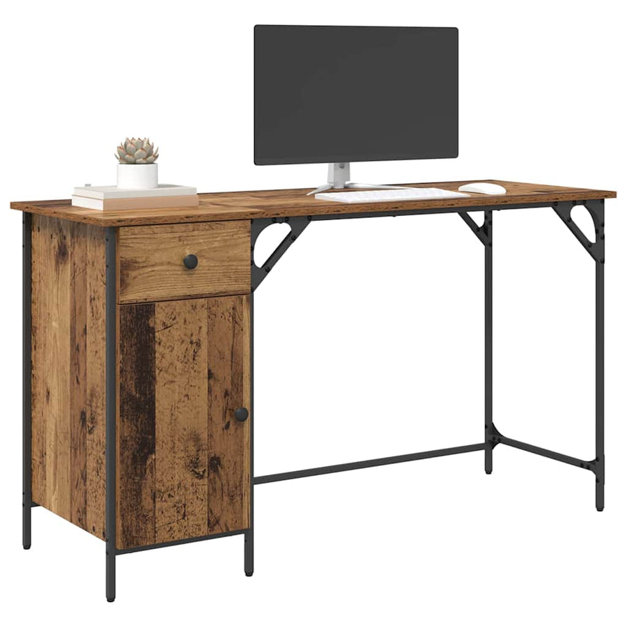 Computerbureau met lade Oud Hout 131 x 48 x 75 cm Bewerkt hout