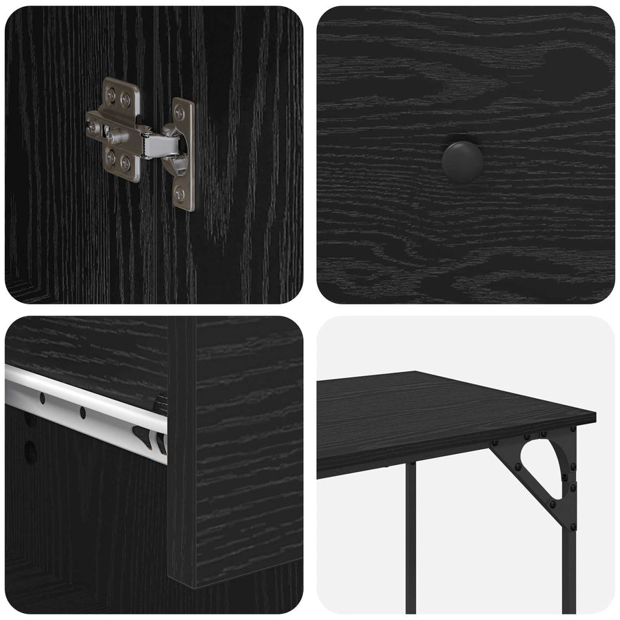 Computerbureau Zwart Eiken 131 x 48 x 75 cm Bewerkt hout