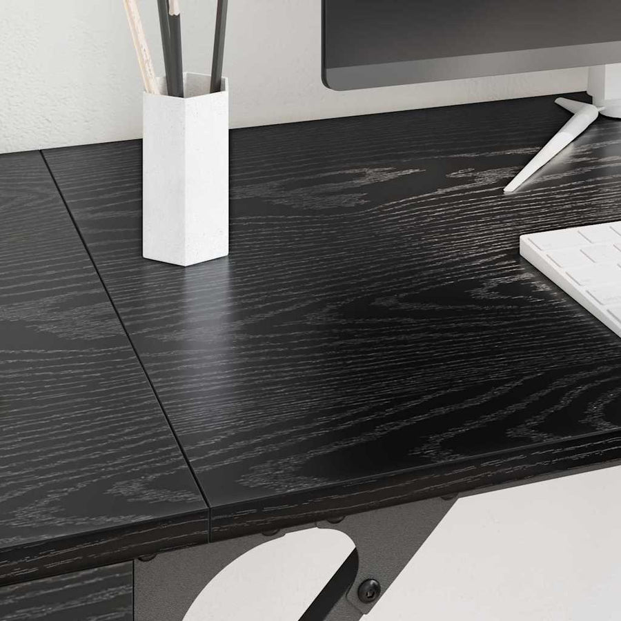 Computerbureau Zwart Eiken 131 x 48 x 75 cm Bewerkt hout