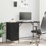 Computerbureau 131x48x75 cm zwart eiken
