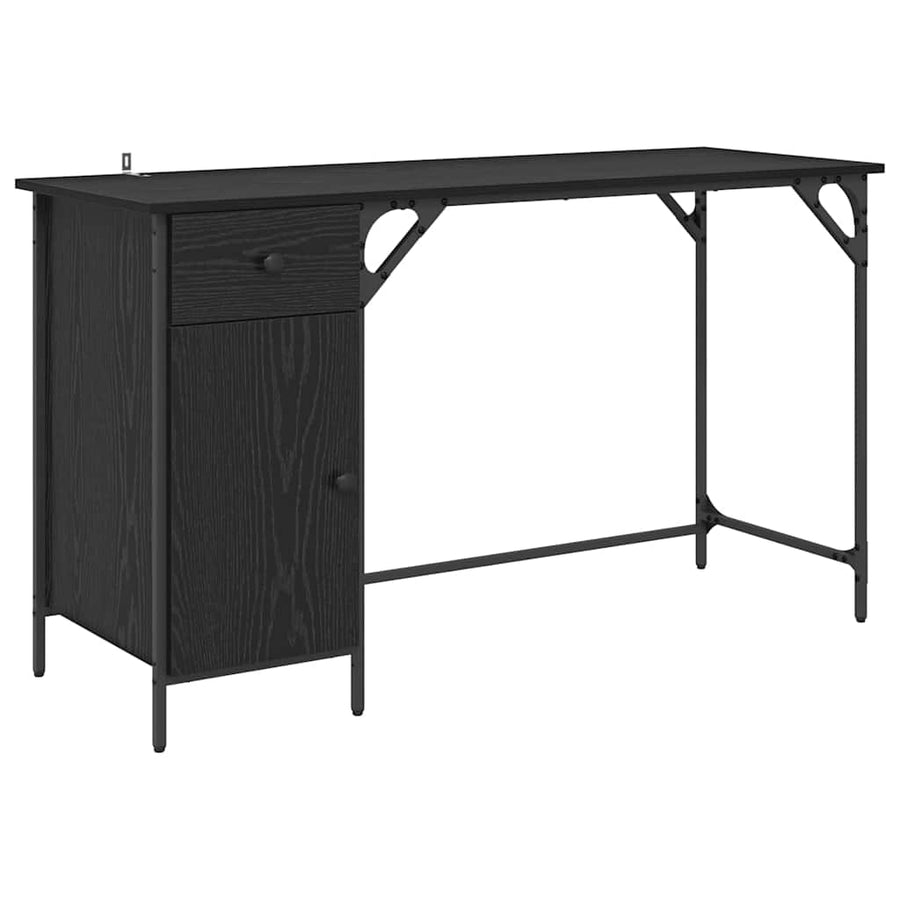 Computerbureau Zwart Eiken 131 x 48 x 75 cm Bewerkt hout